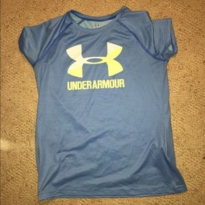 Blue and green under armor shirt